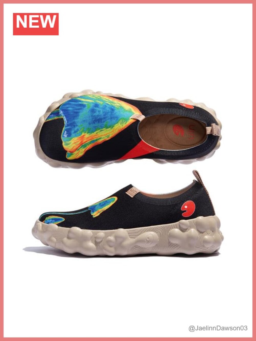 Bubble Sole Art Travel Walking Shoes Flexible Knit Lightweight Pull-On